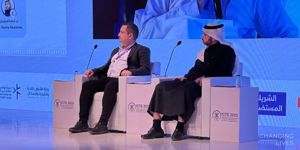 A panel discussion on stage at the ICTE 2023 conference